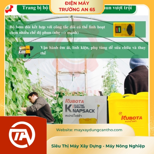 Bình phun thuốc trừ sâu bằng điện KUBOTA 20 lít 12V 12AH 2 bơm