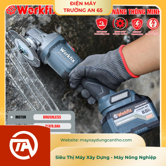 Máy Cắt Mài WORKFIX WF-AG100PRO, 15cell - 3 Mức Chỉnh Tốc - Antikickback