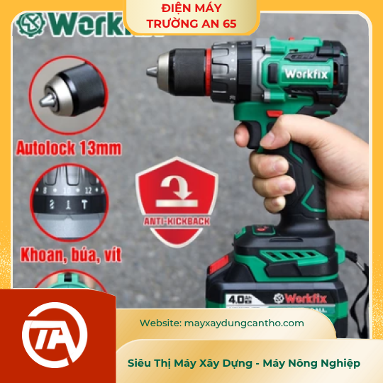 Khoan pin 3 chức năng Workfix WF-ID13100AK, Tắt mở Anti-kickback