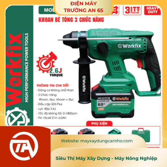 Máy Khoan Đục Bê Tông WORKFIX WF-RH2603  3 Chức Năng (KHOAN -BÚA -ĐỤC)