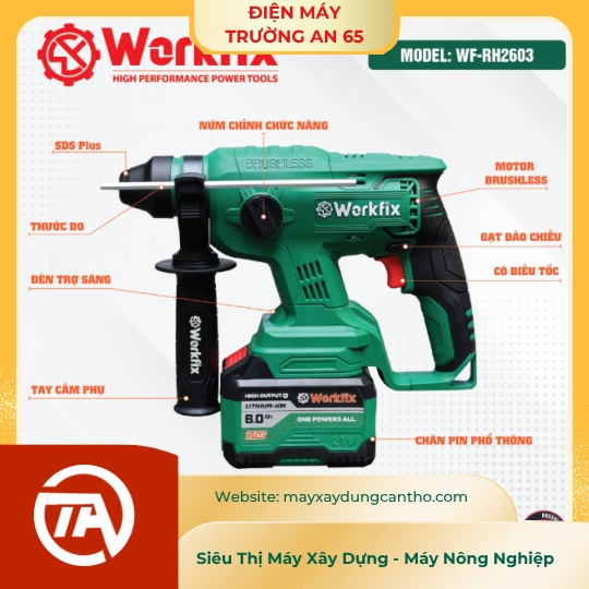 Máy Khoan Đục Bê Tông WORKFIX WF-RH2603  3 Chức Năng (KHOAN -BÚA -ĐỤC)